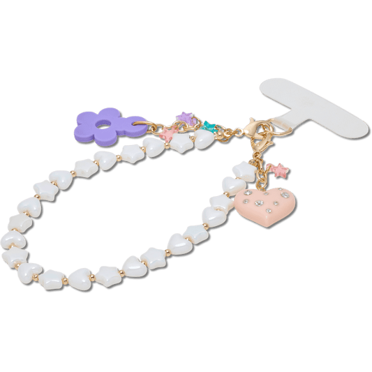 Beaded Heart Flower Phone Wristlet - US 2040