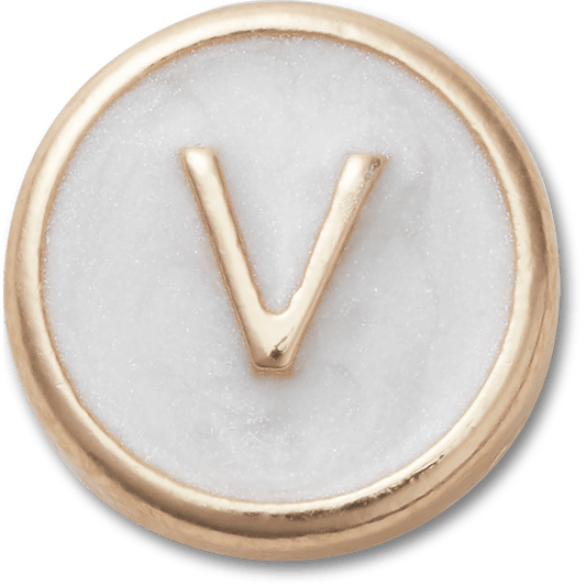 Tiny Pearlized Letter V - US 8052